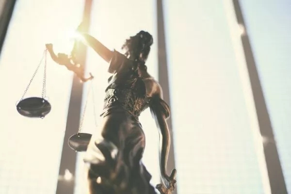 The Statue of Justice symbol, legal law concept